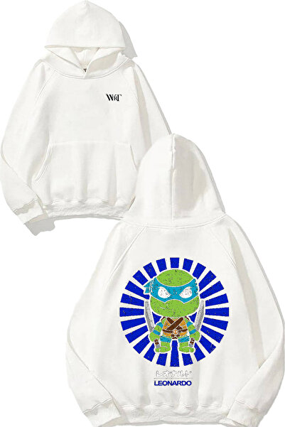 THEWERT Leonardo Japanese Design Back Printed White Hooded Sweatshirt