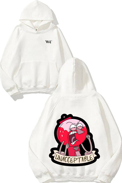 THEWERT Regular Show Unaccep Table Design Sırt cu imprimeu Alb cu glugă Swea tricou