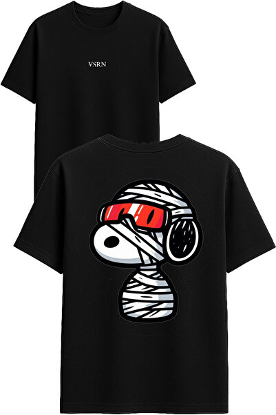 VSRN تي شيرت موميا دوج ديزاين مطبوع أسود قصة فضفاضة