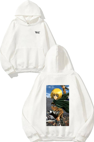 THEWERT Φούτερ Attack On Titan Armin 3 Design Back με τύπωμα Λευκό με κουκούλα