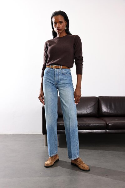 5in1Canpolat Blue High Waist Relaxed Jean