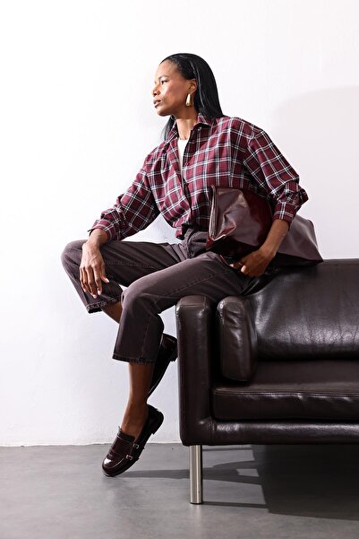 5in1Canpolat Πουκάμισο με καρό σχέδιο με δαμάσκηνο