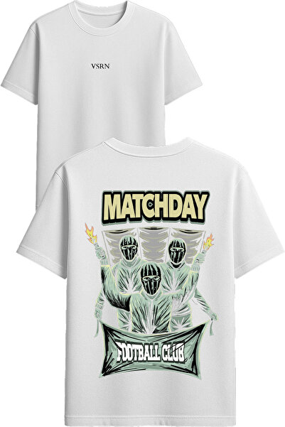 VSRN Μπλουζάκι με σχέδιο Matchday Design, λευκό, oversized, με στάμπα