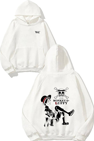 THEWERT Zhan Monkey D Luffy Design Rucsac cu imprimeu Alb cu glugă Swea tricou