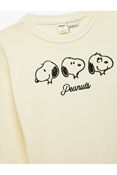 Koton Licensed Snoopy Printed Long Sleeve Cotton Sweatshirt