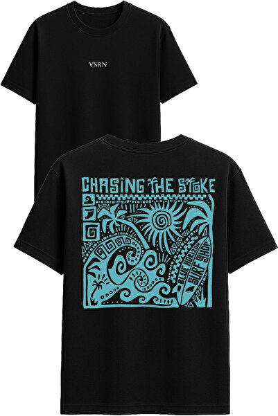VSRN Chasinhg the stok Μπλουζάκι με στάμπα σχεδίου, μαύρο, oversized