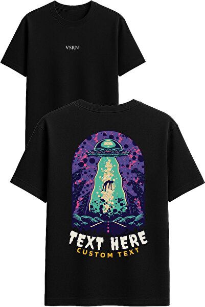 VSRN قم بكتابة هنا تصميم مخصص مطبوع تي شيرت أسود قصة فضفاضة