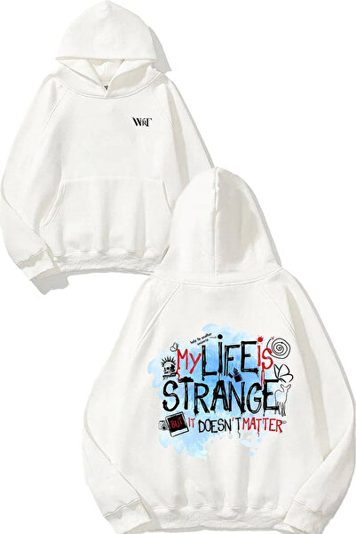 THEWERT My Life Is Strange 1 Design cu imprimeu pe spate Hanorac Alb cu glugă