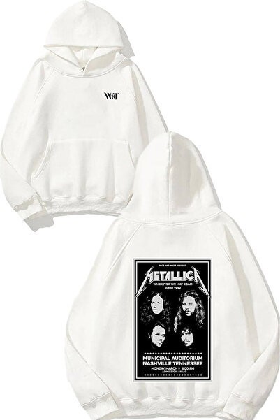 THEWERT Φούτερ Metallica Tour 1992 Design Back με τύπωμα Λευκό με κουκούλα