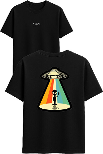VSRN Μπλουζάκι Özgür Alien Design με στάμπα, μαύρο, oversized