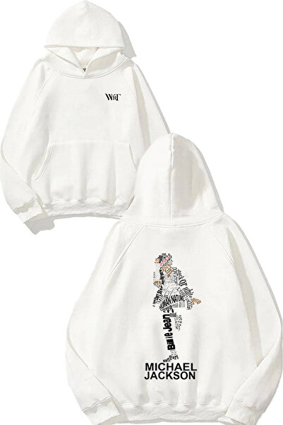 THEWERT Michael Jackson Design colorat Spate cu imprimeu Alb cu glugă Swea tricou