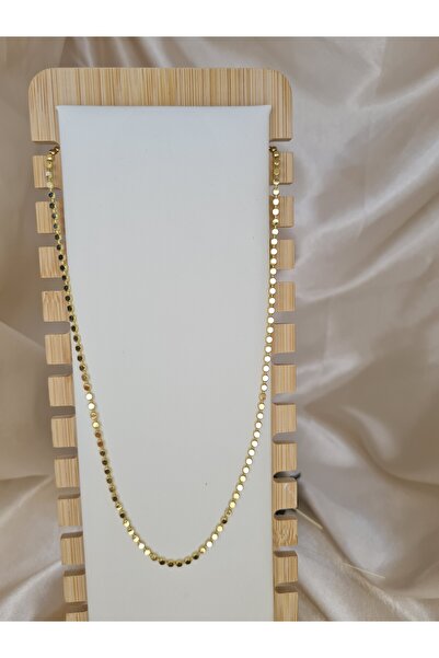 ZEYM COLLECTION Gold Color Steel Flake Chain Necklace – Shiny Disc Model Unisex (42 cm)