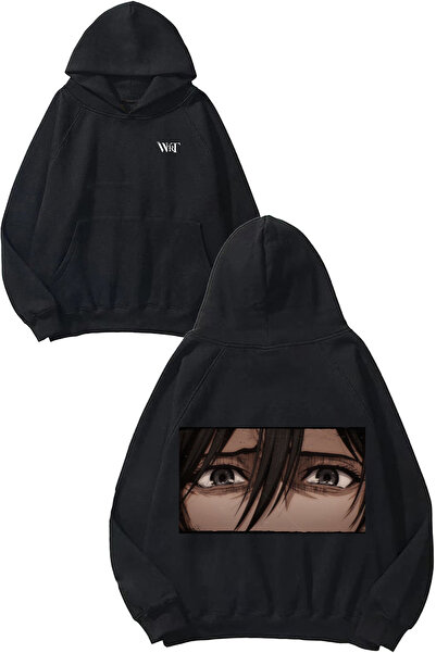 THEWERT سترة ميكاسا آيز ديزاين راك مطبوع باللون الأسود بغطاء رأس