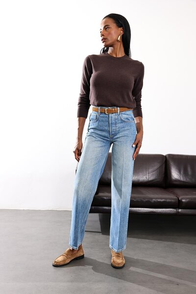 5in1Canpolat Blue High Waist Relaxed Jean