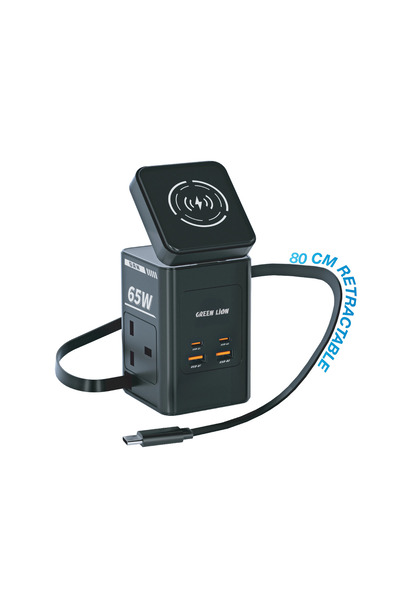 Green Lion محول سفر متعدد المنافذ Gan 65W - أسود