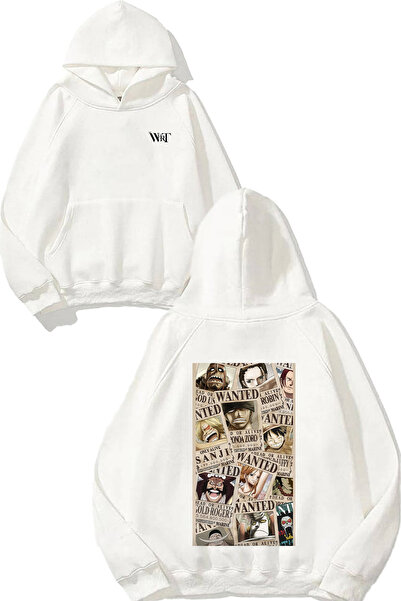 THEWERT Φούτερ One Piece Wanted Characters Design Back με τύπωμα Λευκό με κου...