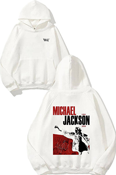 THEWERT Michael Jackson Poster Design Spate cu imprimeu Alb cu glugă Swea tricou