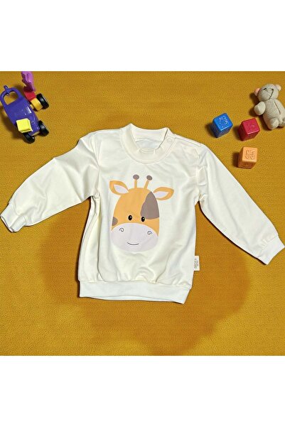 NECİXS BEBEE Two Thread Sweatshirt with Giraffe Ears Ecru