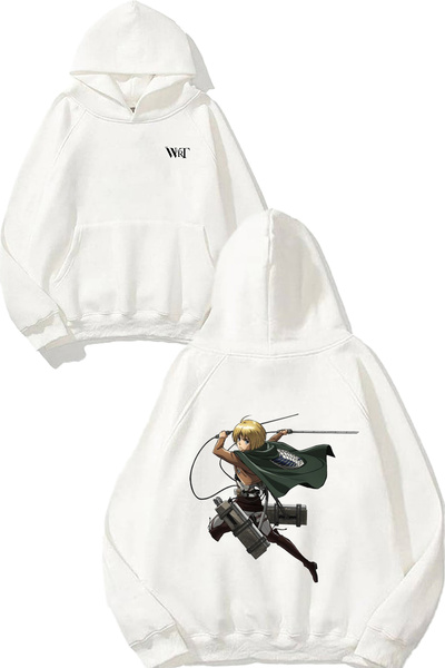 THEWERT Φούτερ Attack On Titan Armin 2 Design Back με τύπωμα Λευκό με κουκούλα