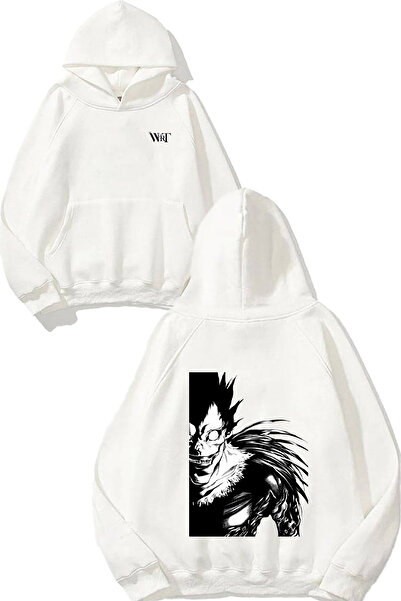 THEWERT سترة ديث نوت مطبوع بتصميم بغطاء رأس باللون الأبيض