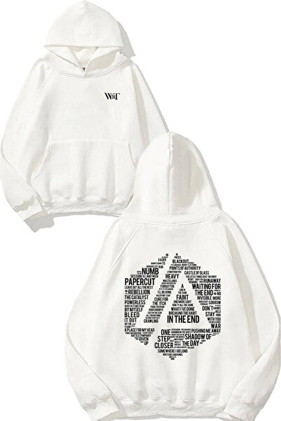 THEWERT سويت شيرت لينكين بارك مطبوع أبيض بغطاء رأس