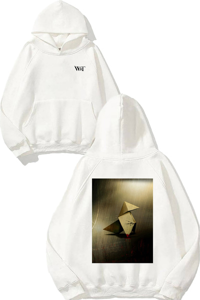 THEWERT Heavy Rain 3 Design Backpack Printed White Hooded Sweatshirt