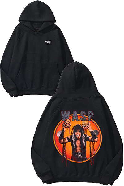THEWERT W.A.S.P. Design Back Printed Black Hooded Sweatshirt
