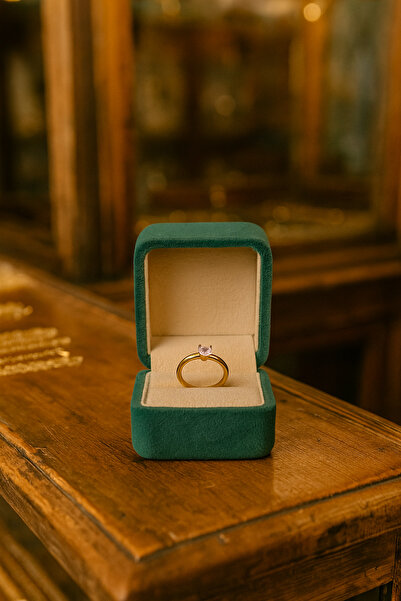 Soleildor Kalp Doğum Taşlı Gümüş Yüzük