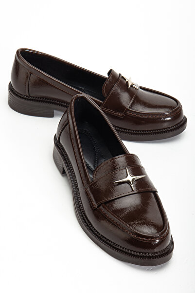 FEMME Kadın Kalın Tırtıklı Taban Maskülen Loafer Günlük Ayakkabı Mons Kahve