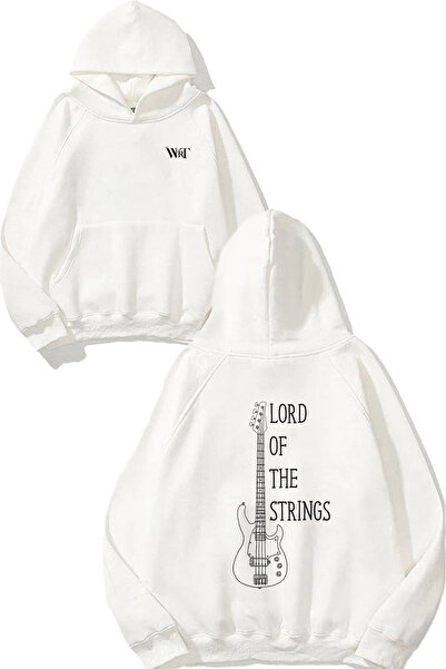 THEWERT Lord Of The Strings Design Бяла суитшърт с качулка и печат на гърба