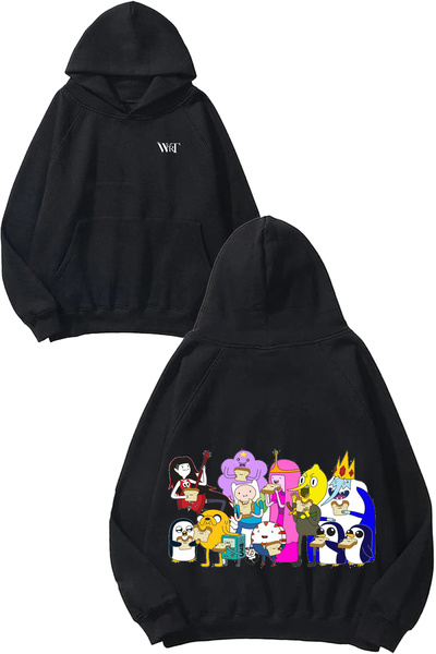 THEWERT Adventure Time 2 Design Rucsac cu imprimeu Negru cu glugă Swea tricou