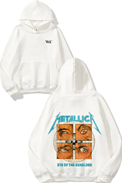 THEWERT Metallica the Beholder Design Back Printed White Hooded Sweatshirt
