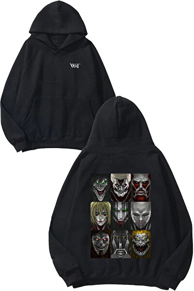 THEWERT Attack On Titan Toți cele 9 Titanii Design Rucsac cu imprimeu Negru c...