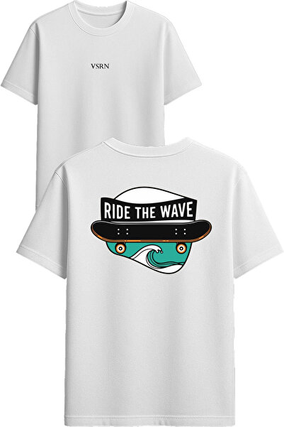VSRN Tricou oversize alb cu imprimeu Ride the wave Design