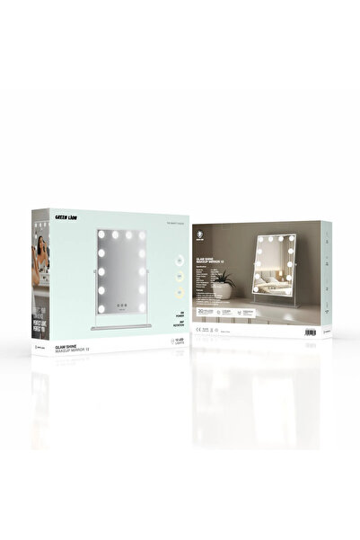 Green Lion مرآة مكياج جلام شاين مع 12 ضوء ليد - أبيض