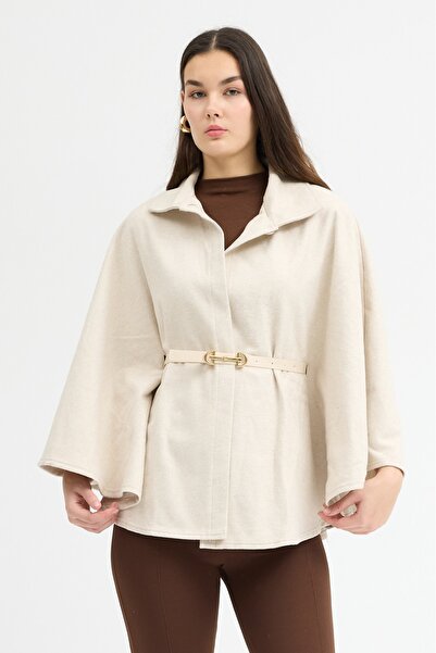 ABOUT US Poncho with Bowel Fabric Belt Detail # 5090