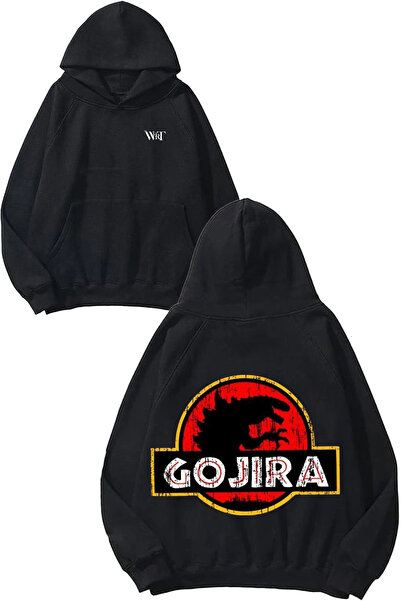 THEWERT سترة جوجيرا ذات التصميم الأحمر والأصفر مطبوع باللون الأسود بغطاء رأس