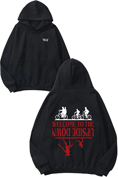 THEWERT Stranger Things Welcome Design Rucsac cu imprimeu Negru cu glugă Swea tricou
