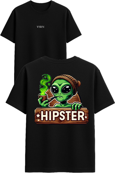 VSRN تي شيرت بيريلي الفضائي بتصميم مطبوع أسود قصة فضفاضة