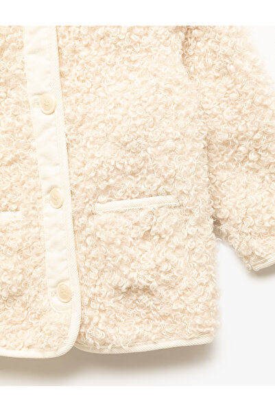 Koton Long Sleeve Pocket Detailed Hooded Plush Coat