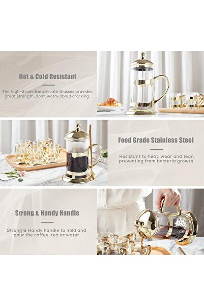 LUXURY French Press Glass Coffee Maker Carafe 800ml