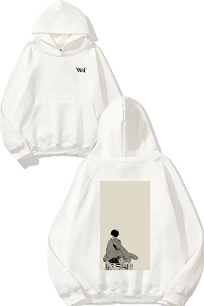 THEWERT Attack On Titan Levi Manga Design Spate cu imprimeu Alb cu glugă Swea...