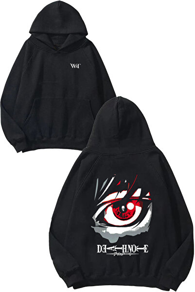 THEWERT Death Note Kira Eye Design Spate cu imprimeu Negru cu glugă Swea tricou