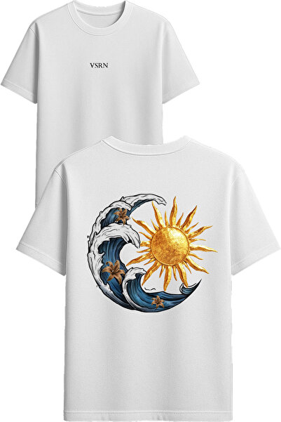 VSRN تي شيرت دالجا صن ديزاين مطبوع أبيض قصة فضفاضة