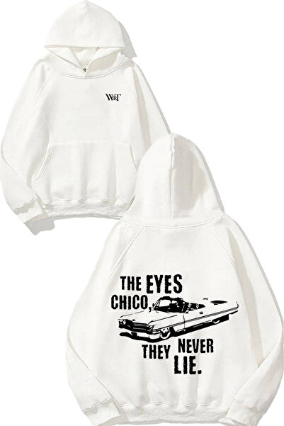 THEWERT Scarface The Eyes Chico Never Design Back cu imprimeu Alb cu glugă Sw...