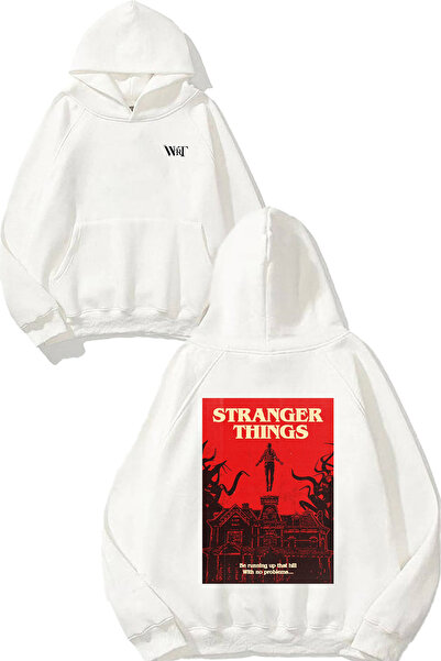 THEWERT Stranger Things 2 Design Spate cu imprimeu Alb cu glugă Swea tricou