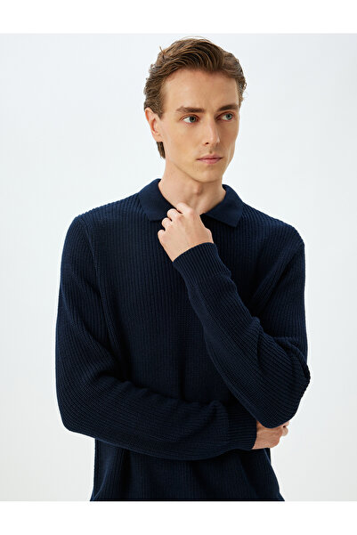 Koton Winter Knitwear Sweater Polo Neck Basic Buttoned Cotton