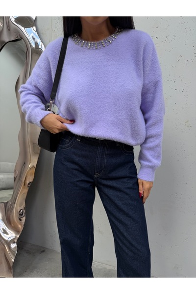 kenza'a Cardigan tricotat cu căptușeală din fleece cu detaliu de perle la guler