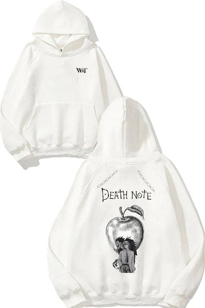 THEWERT سويت شيرت ديث نوت أبل ديزاين رقم مطبوع أبيض بغطاء رأس