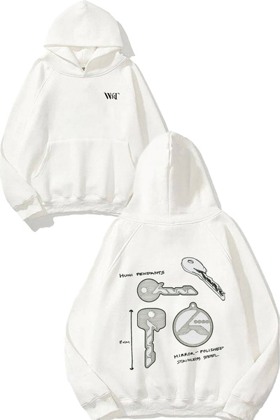 THEWERT Tastatură Key Design Back cu imprimeu White cu glugă Swea tricou
